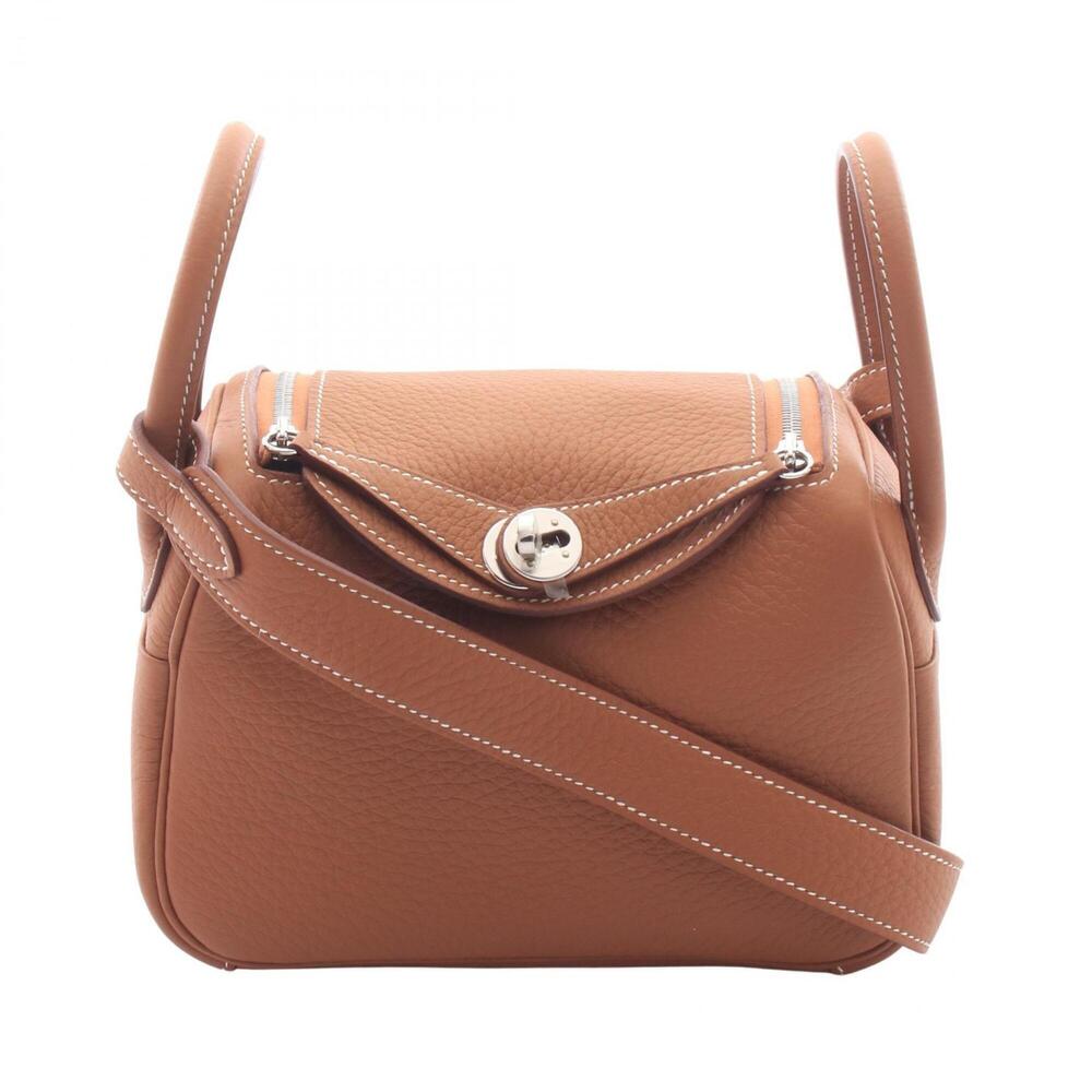 Hermes Lindy Mini Shoulder Bag/Handbag, Leather, Taurillon Clemence, Brown Tone